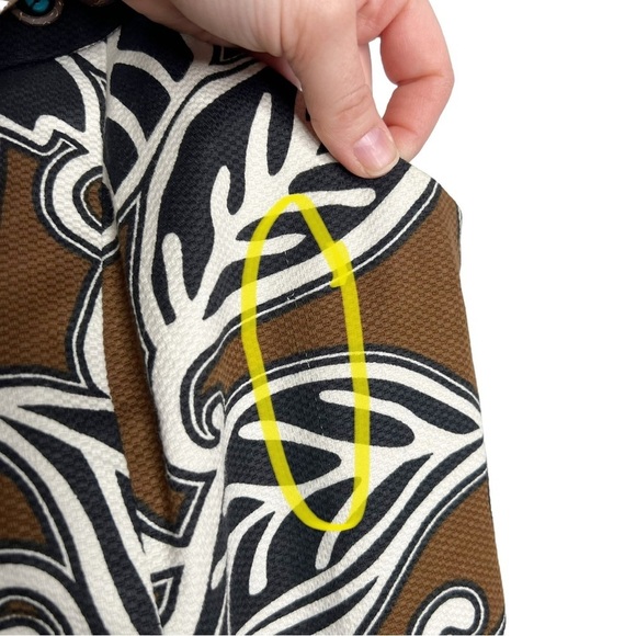 NWT WD.NY Brown Black Leaf Scroll Print Embellished Neckline Sheath Dress - Picture 7 of 15